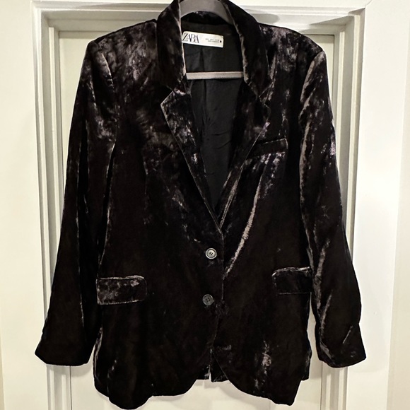 Zara Chocolate Brown Velvet Blazer - Picture 2 of 4